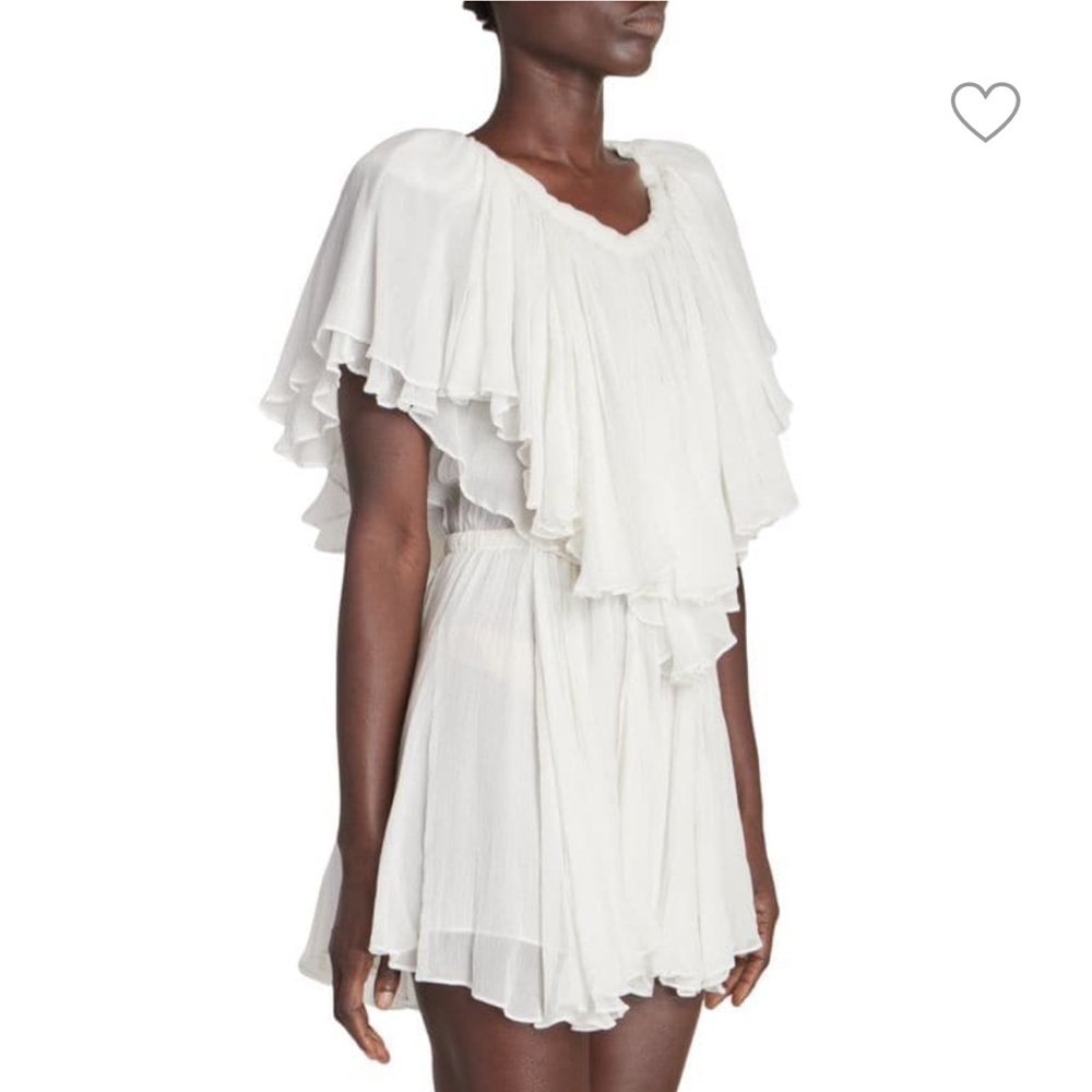 NWT Isabel Marant 100% Silk Bridal Amelie Ruffle Mini White Dress